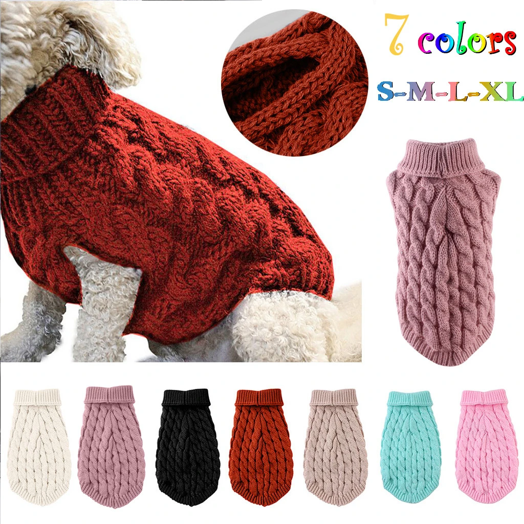 Cálido suéter para perro o gato ropa de invierno de cuello tejido para mascotas ropa para cachorros gato disfraz para perros pequeños traje para Chihuahua chaleco|Suéteres de perro| -