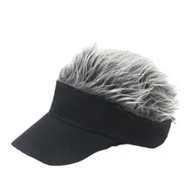 Adult Kids Funny Baseball Cap with Spiked Fake Hair Wig Solid Color Adjustable Snapback Sun Visor Hat Hip Hop Streetwear Gift