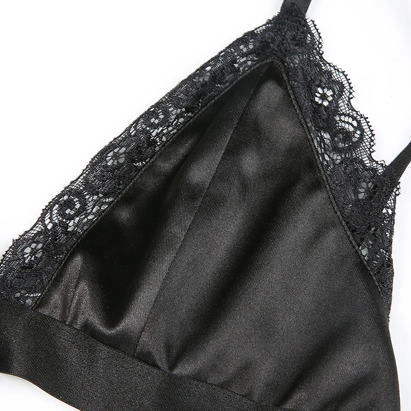 IAMHOTTY бюстгальтер-ремень черный кружевной сексуальный укороченный топ нижнее белье с вырезом на спине Клубные топы без рукавов для женщин Цветочные Элегантные Camise Mujer