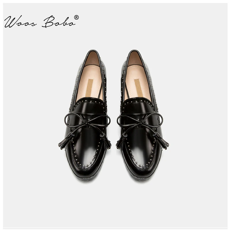 Mocasines con flecos y lazo para mujer, zapatos planos pasador plata, informales, para primavera y otoño|Zapatos planos de mujer| - AliExpress