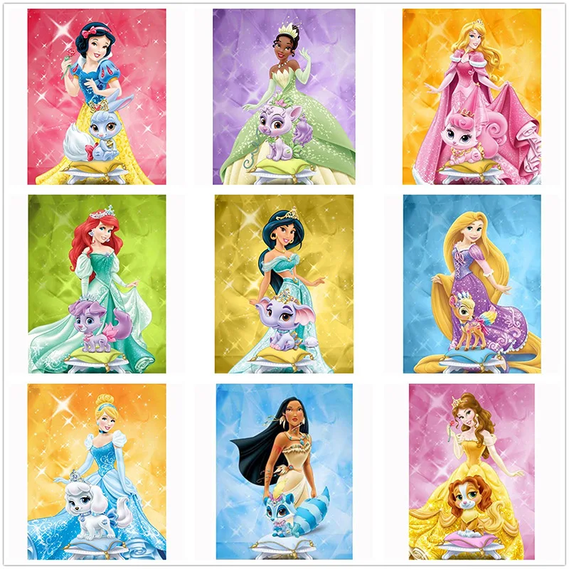 

5d Diy Diamond Painting Princess Cartoon Picture Full Square Round Diamond Embroidery Mosaic Cross Stitch Christmas Gift