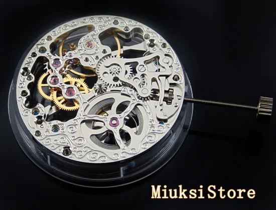 black 17 Jewels Золото Полный Скелет Рука обмотки Азиатский механизм аксессуары для часов - Цвет: black
