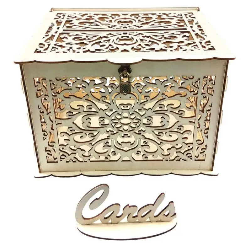  DIY Wooden Wedding Cards Storage Box Invitation Letter Case Party Supplies - 4.00049E+12