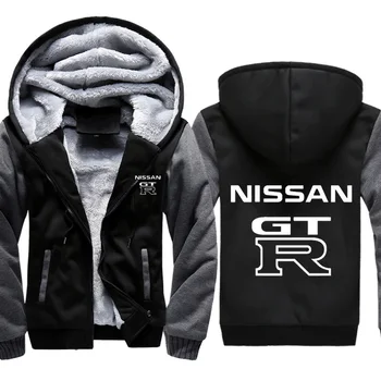 

Hoodies Men GTR Car Logo Print Jacket Thicken Hoodie Mens Winter Warm Fleece cotton Zipper Raglan Coat Male Tracksuits Masculino