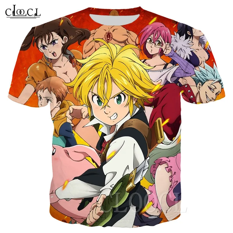 Nanatsu No Taizai Meliodas футболка размера плюс Seven Deadly Sins Tees 3D печатная Повседневная Harajuku