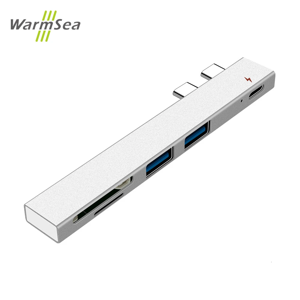 

Aluminum USB C Hub 5-in-1 USB Type C Hub Adapter Dongle Compatible For 2016 2017 MacBook Pro 13" 15" Thunderbolt 3, USB-C Data