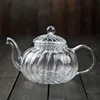 600ml Striped pumpkin shape flower teapot Glass Teapot with Infuser Tea Leaf Herbal Heat Resistant Glass Pot Flower TeaCup ► Photo 3/6