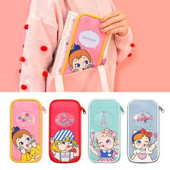 

Cute cartoon Pu pen bag soft girl doll jewelry storage bag supply for student stationery