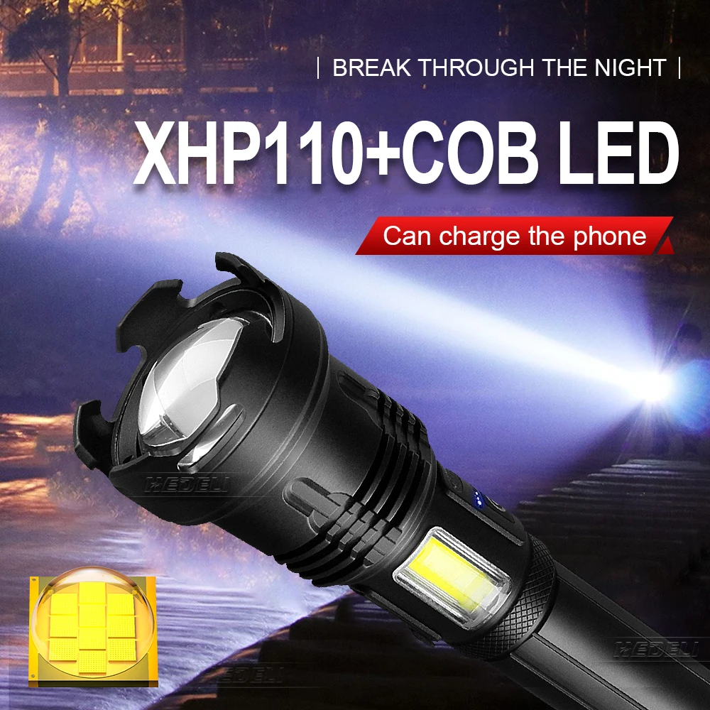 XHP110.2 LED Torcia LED Lampada ricarica USB con Batteria ad alta potenza 800M