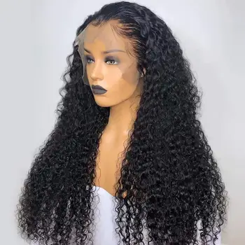 

Vigorous Black Kinky Curly Wigs Lace Front Women With Baby Hair Preplucked High temperature Cosplay Wig Fiber