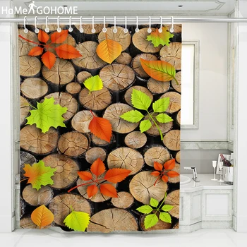 

Circle Wood Leaves Shower Curtain Waterproof Fabric Bath Curtain For The Bathroom Decorations 3D Printed Large Shower Curtains