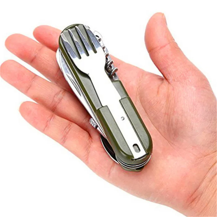 Multifunctional Tableware Portable Cutter Spoon Fork Bottle Opener for Camping ZJ55