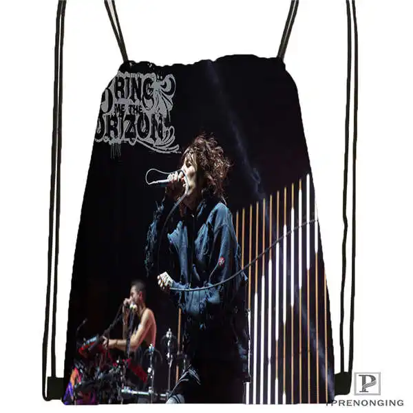 Drawstring Backpack Custombring-me-the-horizon походная сумка на шнурке милый рюкзак для детей(черная спинка) 31x40 см#2018612-01-27 - Цвет: Drawstring Backpack