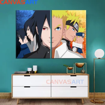 

Canvas Art 2 Pcs Anime Naruto VS Sasuke Canvas Painting Naruto Manga Poster Room Wall Decor Sticker Posters and Prints Boy Gift