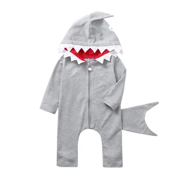 

Newborn Infant Baby boy romper Hooded 3D shark dinosaur costume baby Cotton halloween christmas animal jumpsuits one size Kids
