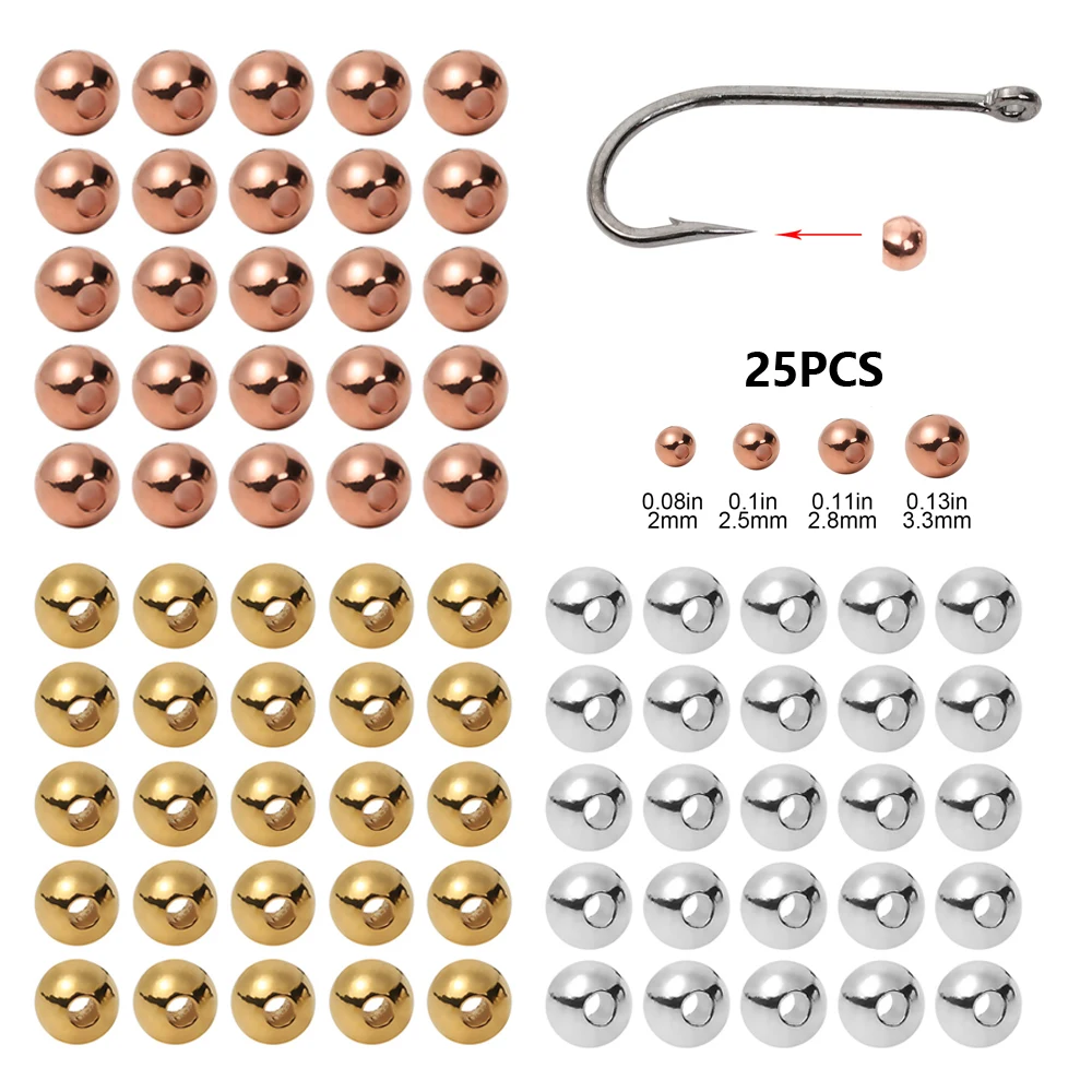 Slotted Tungsten Alloy Beads 25pcs 2/2.5/2.8/3.3mm Fly Tying Material Nymph Head Ball Outdoor Fishing Tools fishing tools fishing tool fishing accessories fishing tackle fishing beads