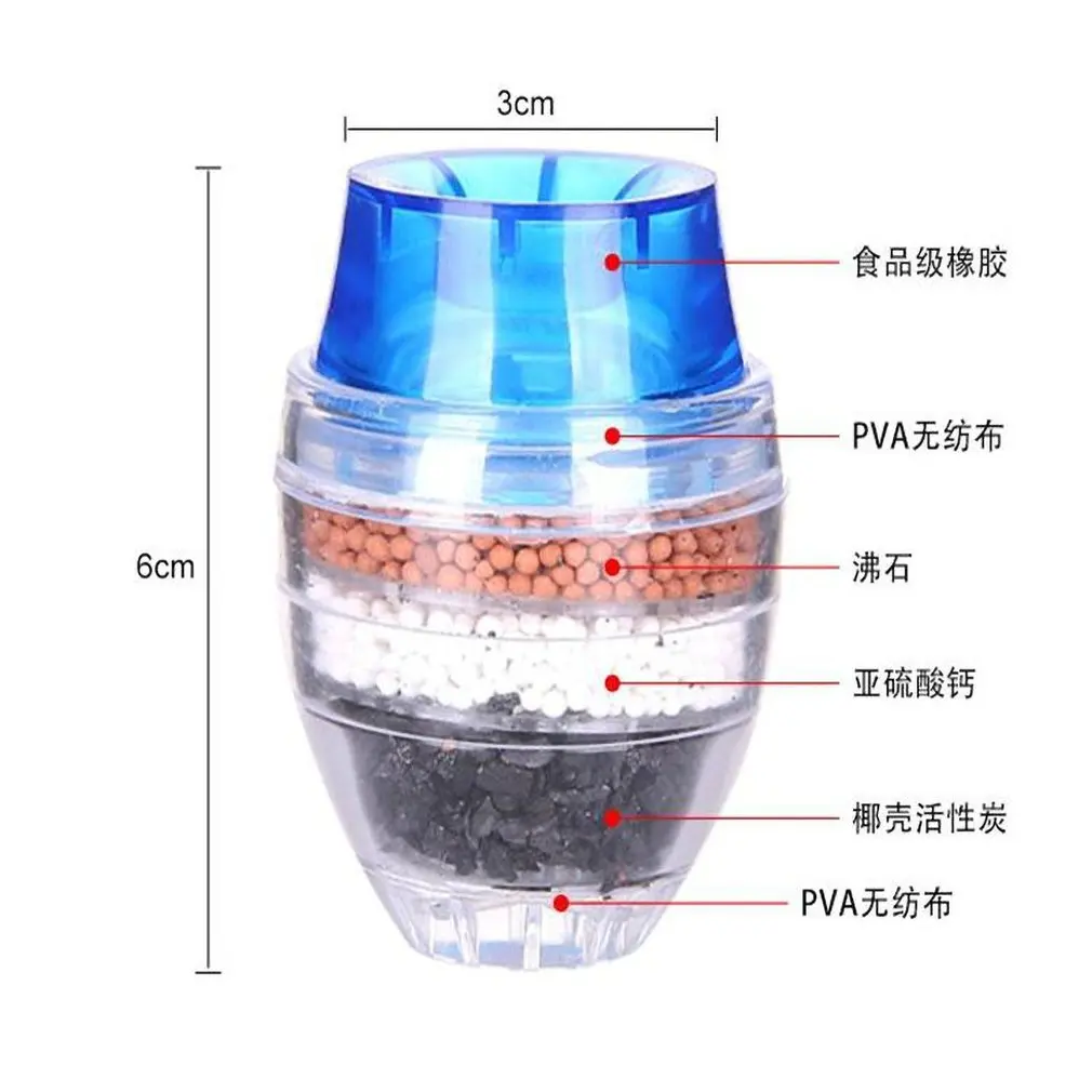 Activated carbon Water Filter Faucet Splash Nozzle Water-saving Shower Bath Valve Filter Devices Three-layer filter cleaner