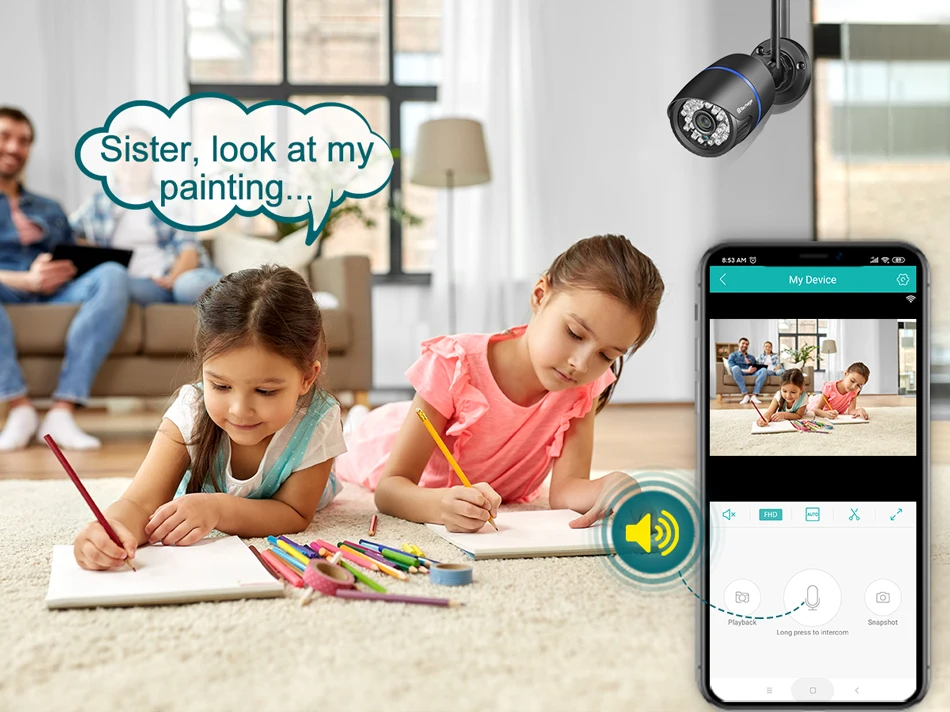 Techage sem fio wifi câmera ip 2mp