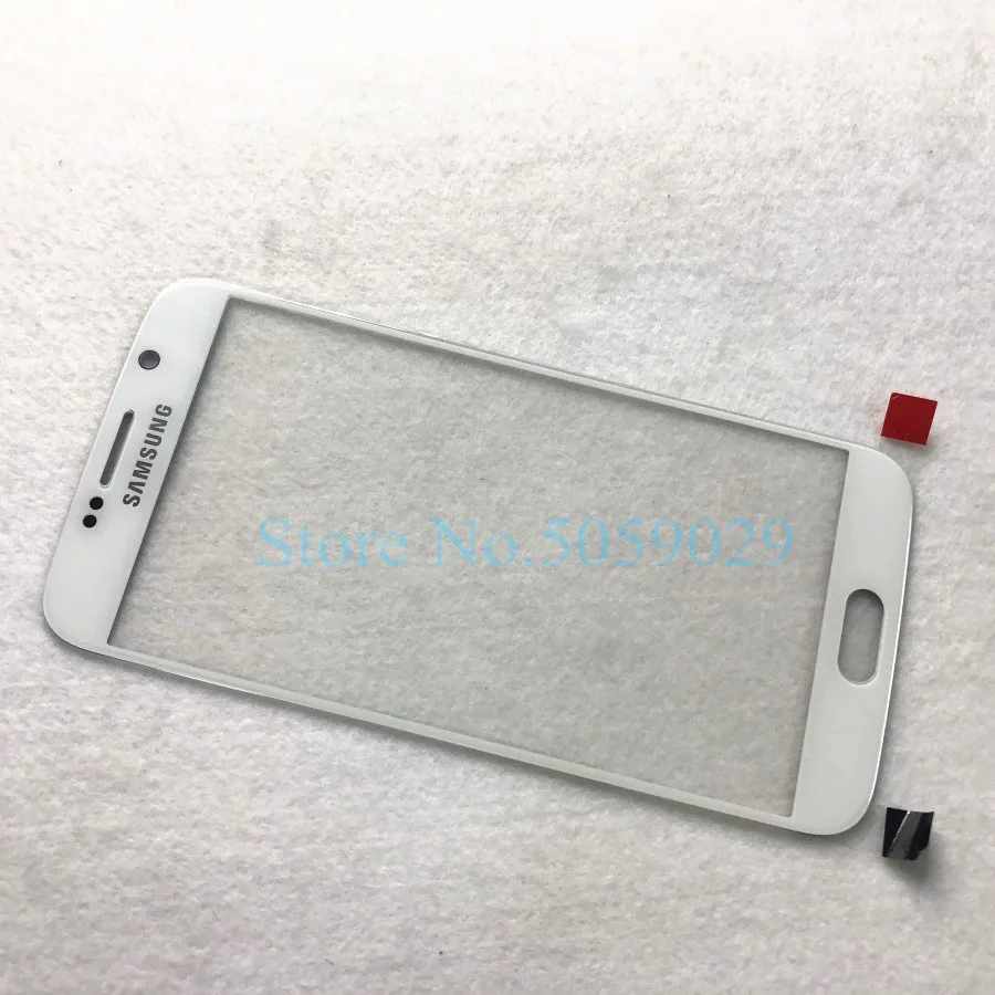 Для Samsung Galaxy S6 G920 G920F ЖК-дисплей внешняя Сенсорная панель Замена стеклянного экрана передняя стеклянная линза+ наклейка