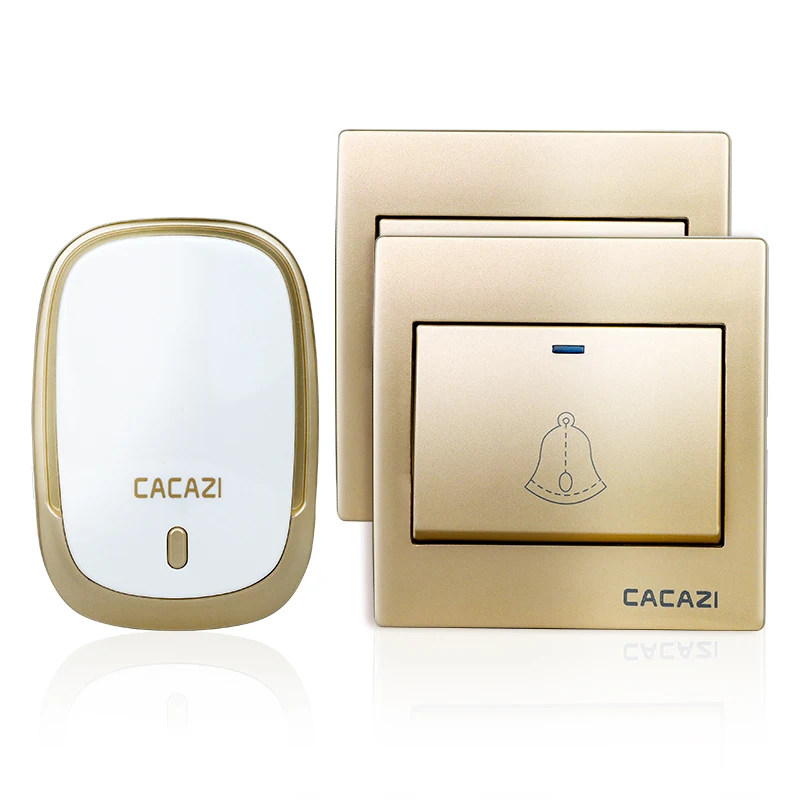 Беспроводной дверной звонок CACAZI водонепроницаемый 1 Батарейная кнопка+ 2 приемника 300 м дистанционный светодиодный светильник Домашний Беспроводной звонок 36 колокольчиков 4 громкости - Цвет: 2 button 1 receiver