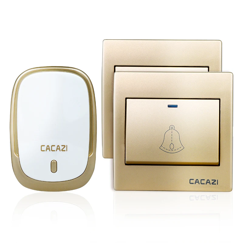 2 button 1 receiver Беспроводной дверной звонок CACAZI водонепроницаемый 1 Батарейная кнопка+ 2 приемника 300 м дистанционный светодиодный светильник Домашний Беспроводной звонок 36 колокольчиков 4 громкости - Цвет: 2 button 1 receiver