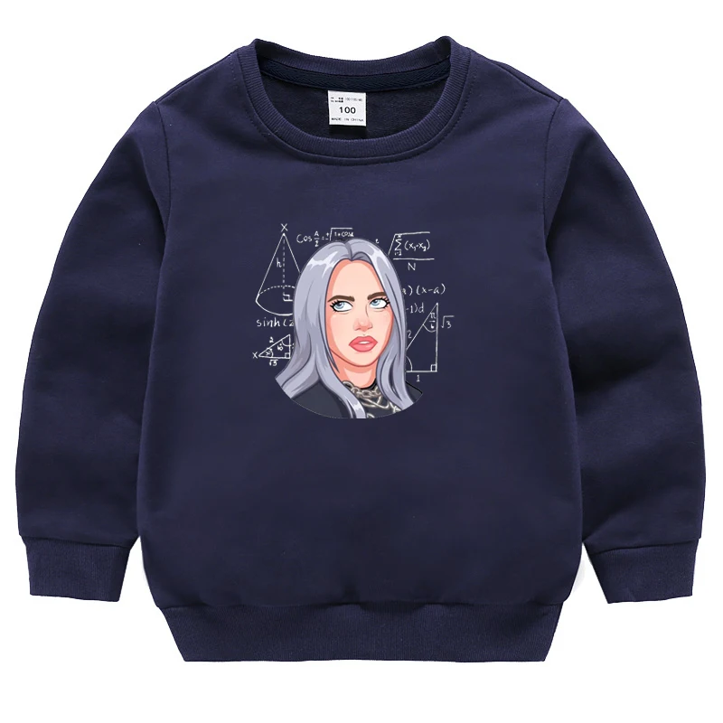 Свитшоты Billie Eilish Mathematics Pun с рисунком для девочек; худи для маленьких мальчиков; свитер для малышей с круглым вырезом и длинными рукавами - Цвет: 996b-12-2-4