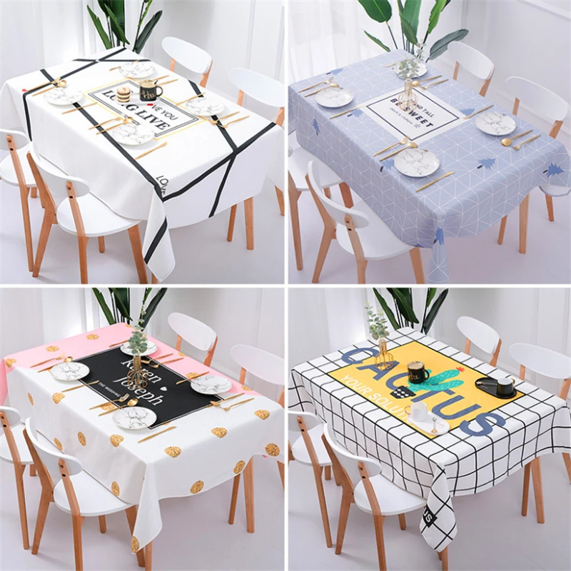 

Simple Ins Wind Coffee Table Nordic Waterproof Oil Proof Tablecloth Cotton and Linen Meal Printed Tablecloth Linen Japanese