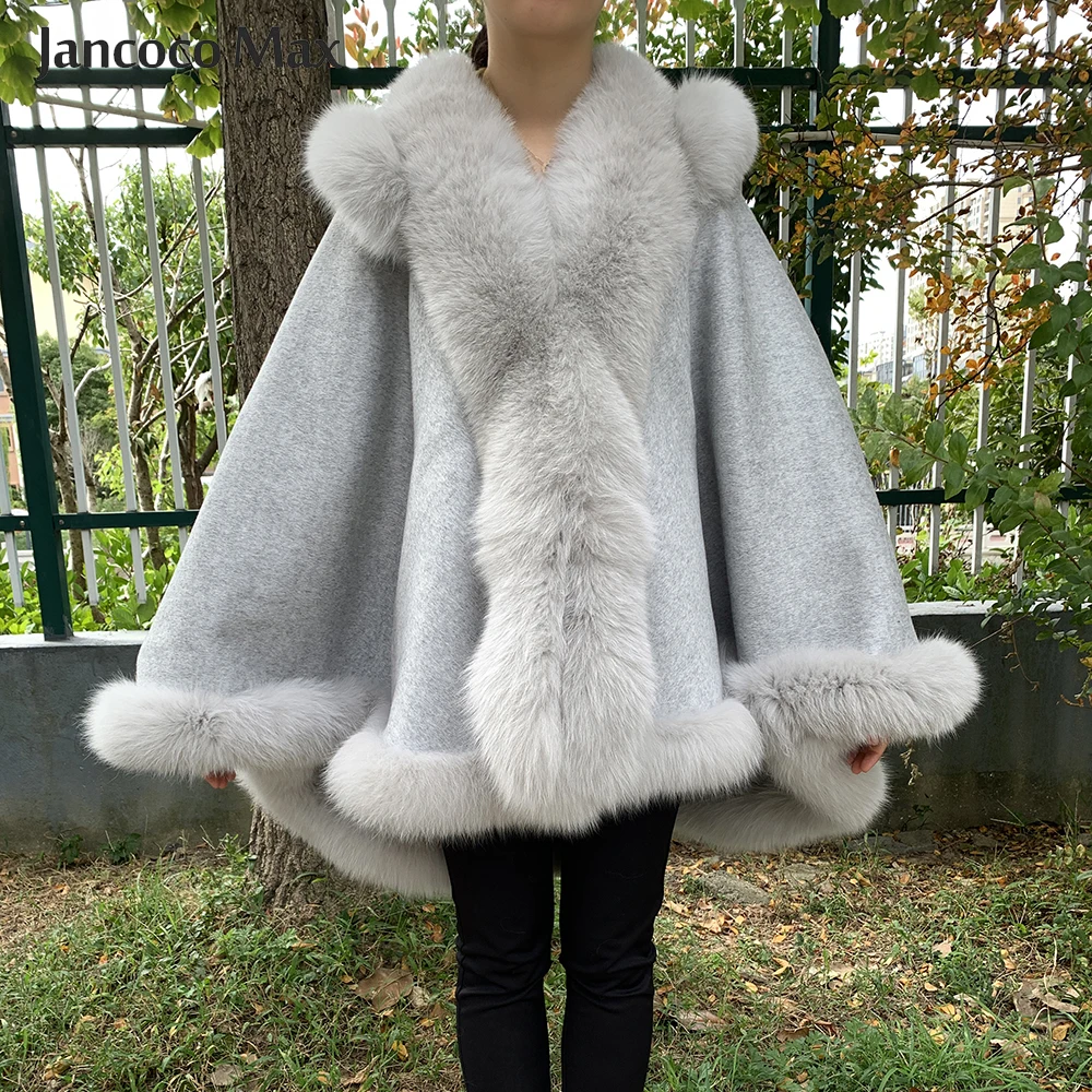 2017 пончо из натурального меха лисы меховой воротник отделка и шерстяная Накидка