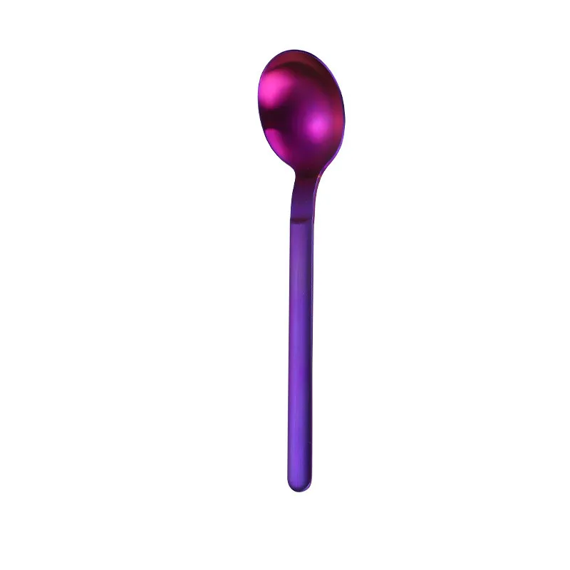 purple spoon Шлифовальная 304 нержавеющая сталь 7,5 дюйма кофейная ложка с длинной ручкой для чая, мороженого, десерта, ложка для перемешивания, кухонные принадлежности - Цвет: purple spoon