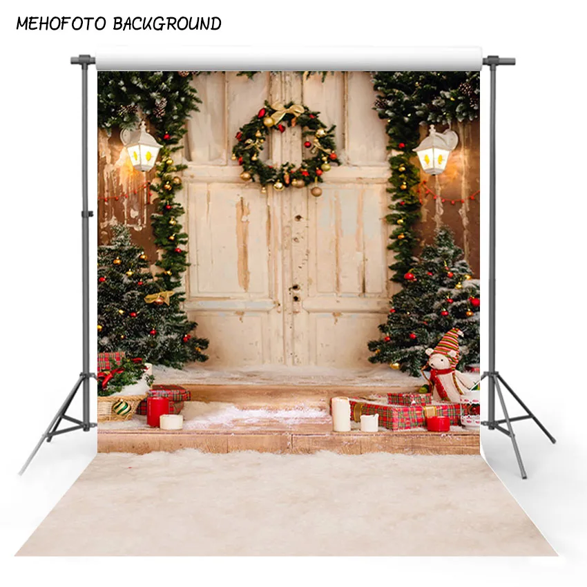 Виниловый деревянный фон с рождественской елкой для фотосъемки в подарочной коробке для фотостудии