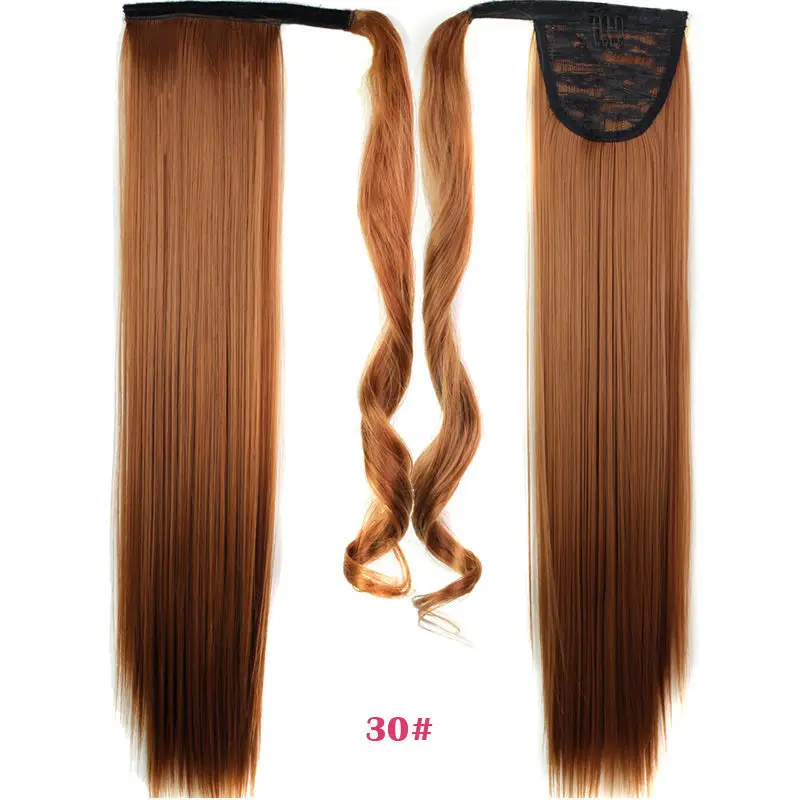 30 24 дюйма, длинные прямые волосы на заколках, накладные волосы, 120 г, конский хвост, шиньон с заколками, синтетические волосы, конский хвост, волосы для наращивания - Цвет: 30