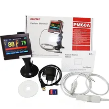 Сенсорный экран Пульсоксиметр кислорода в крови монитор SPO2, PR, программное обеспечение SD карта TFT дисплей+ стенд CONTEC PM60A