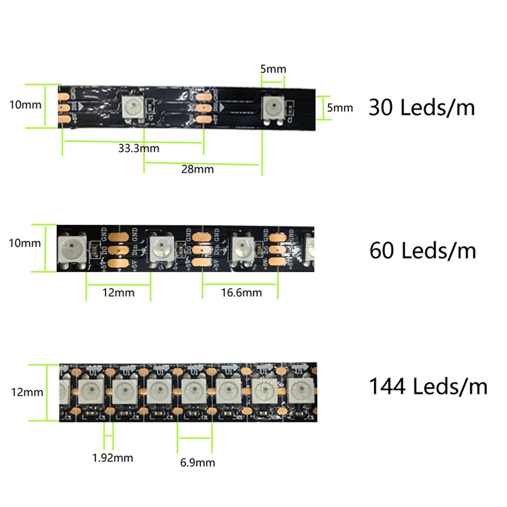 WS2812B WS2812 RGB светодиодный светильник водонепроницаемый индивидуально адресуемый умный RGB светодиодный светильник для украшения дома DC5V