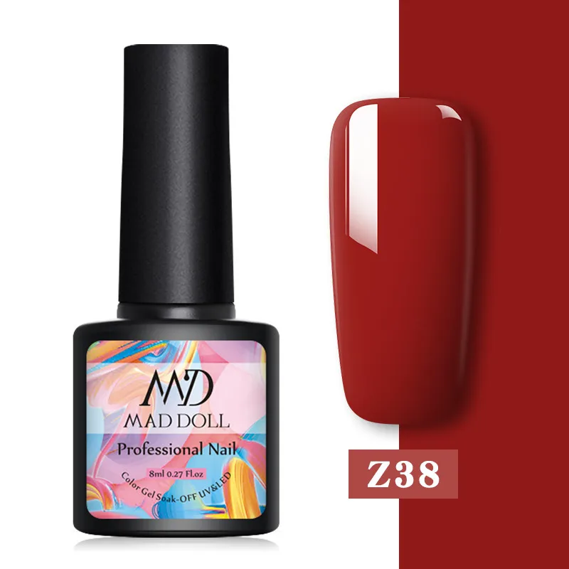 Z38 MAD DOLL, 8 мл, Платиновый УФ-гель для ногтей, голографический цвет, яркий блеск, блестки, Гель-лак, замачиваемый, УФ светодиодный, Цветной Гель-лак, сделай сам - Цвет: Z38
