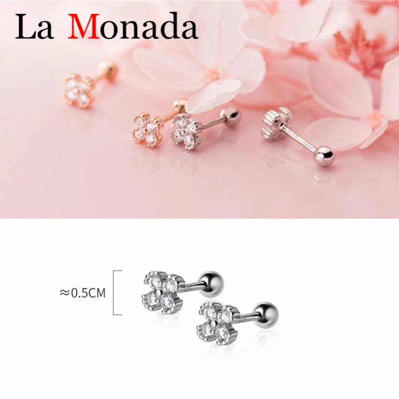 Новинка, модные милые 925 пробы, серебряные серьги с цирконием и кристаллами в форме цветка, ювелирные изделия для женщин