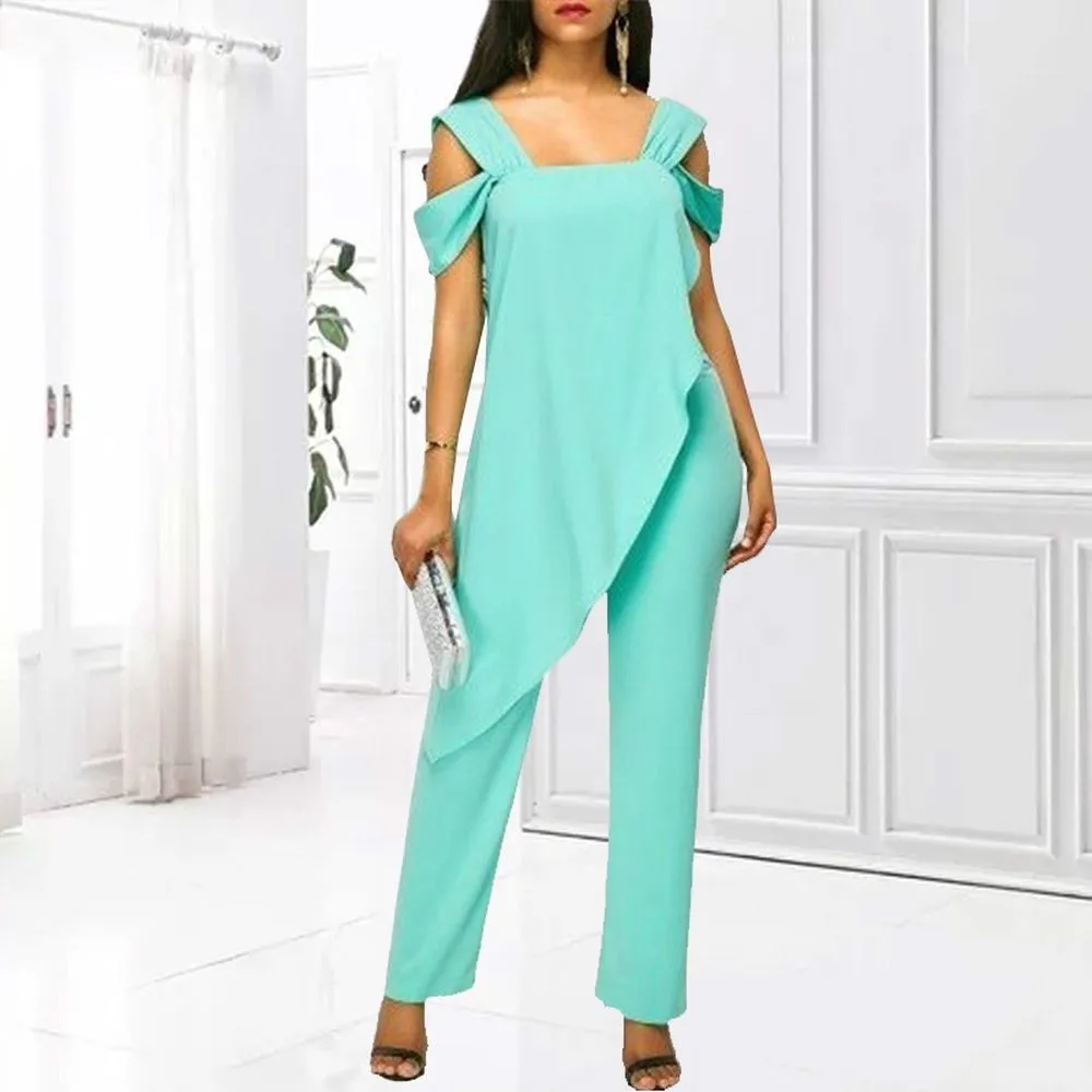 

Plus Size 5XL Women's Fashion High Waist Slim Sleeveless Jumpsuits Casual Chiffon Irregular Pencil Jumpsuit Rompers