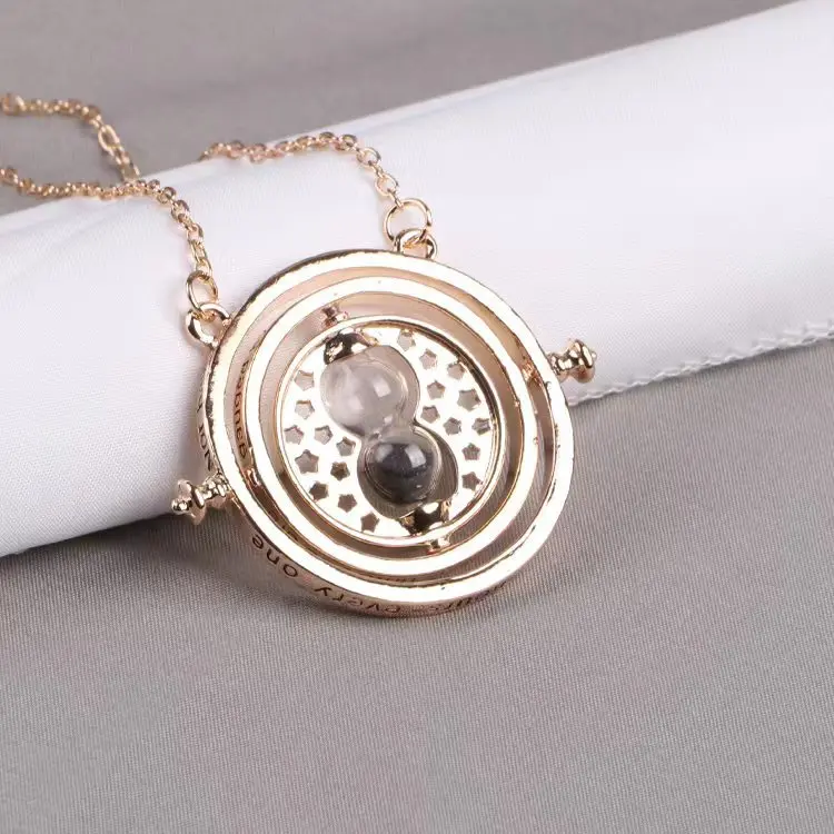 Harri Hermione Converter Time Turner Necklace for Women Vintage Potter Sand Spin Pendant Unisex Pendant Chain Chokers Wholesale