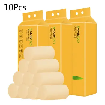 

10 Rolls Bamboo Pulp Toilet Paper Towel 3 or 4-Ply Thicken Biodegradable Bath