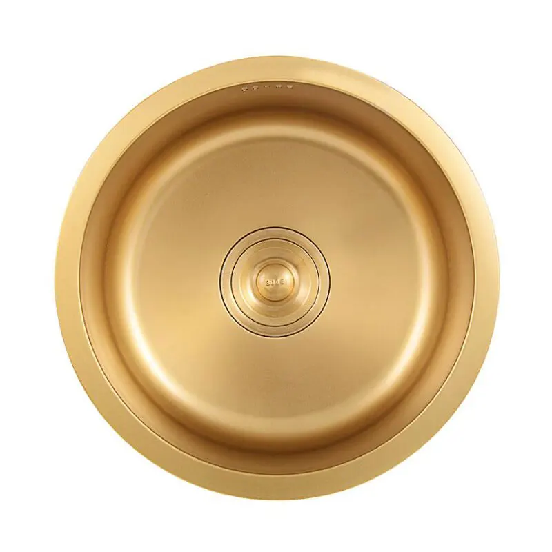 Sink Nikcel Gold Stainless Steel kitchen Sink bar counter mini small Round sink 304 embedded single tank under counter STG304 6