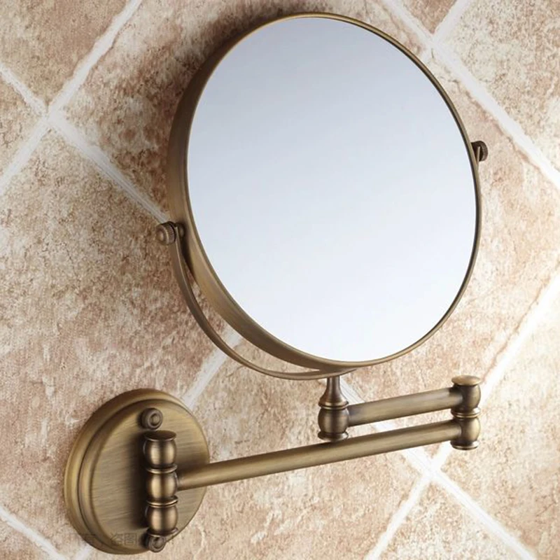Billige OWOFAN Bad Spiegel Rotierenden Antike Kupfer Versenkbare 2 Seite Badezimmer Wand Spiegel 3 Vergrößerungs Bad Make Up Runde Spiegel 1506F