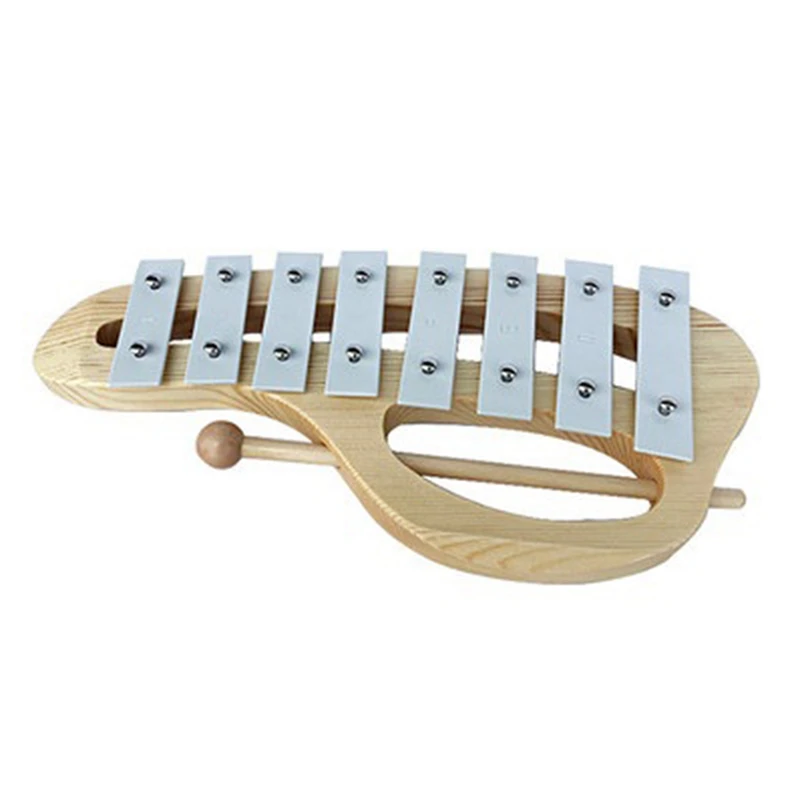 ABUO-Hand Knock Xylophone Glockenspiel with Mallets 8 Tones Aluminum Sheet Wooden Musical Instrument Preschool Educational Toy f