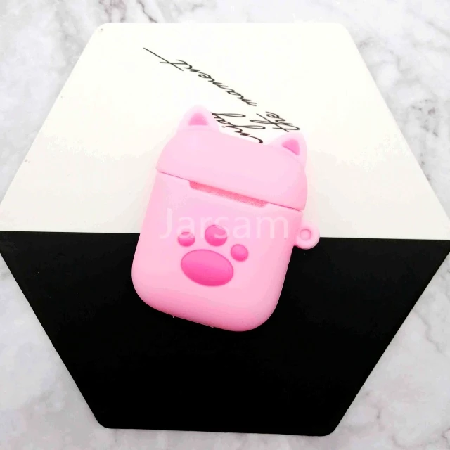 Cartoon Cute box Wireless Headset case for Apple Airpods 1 2 Earphone soft Silicone Cover For Airpods Protective Cases - Цвет: pinkcatclaw