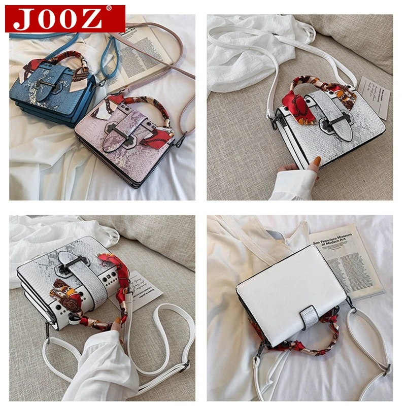 JOOZ Новая женская сумочка, роскошная, Змеиный узор, элегантная женская сумка на плечо с шарфом из искусственной кожи, сумка через плечо с квадратной цепочкой
