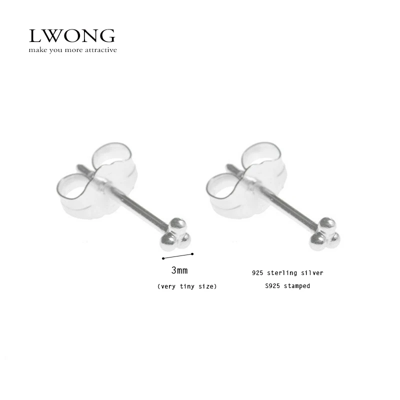 Minimalist 925 Sterling Silver Three Ball Stud Earrings Delicate Tiny Dot Small Earrings Cartilage Helix Piercing Earring - Image 5