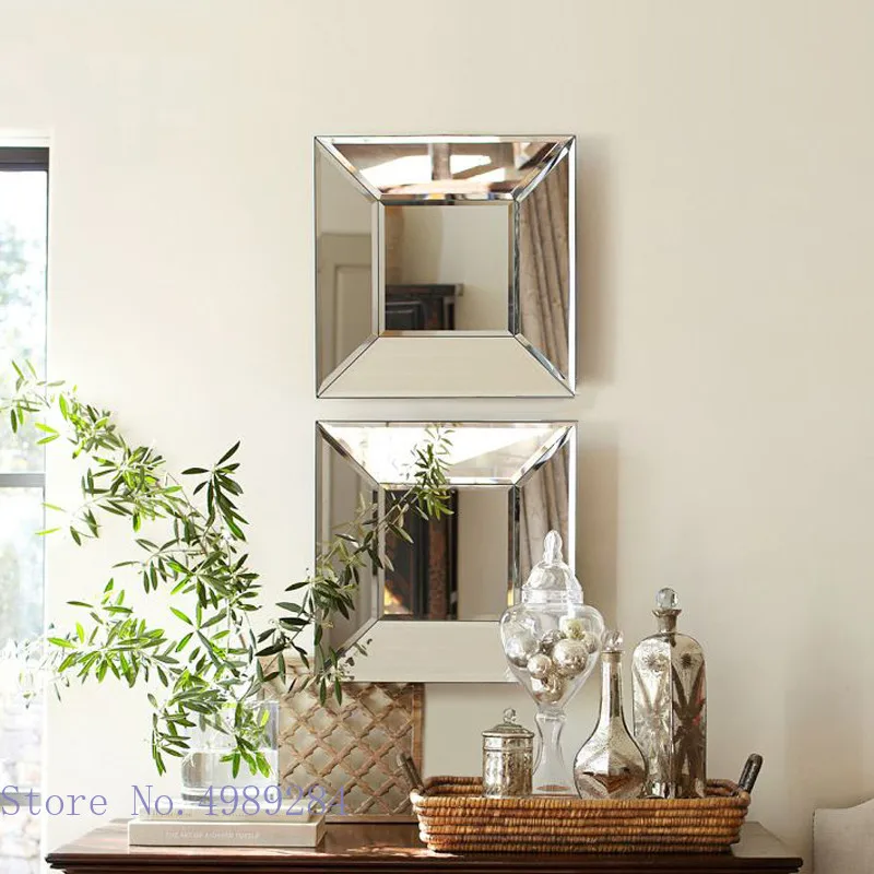 Background Wall Decorative Mirror Square Wall Mirror Ornaments Living Room Wall Hanging Combination Home Decoration Accessories 2