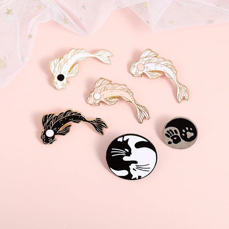 Эмалевые украшения в виде животных брошь на удачу с рыбой милая розовая белая