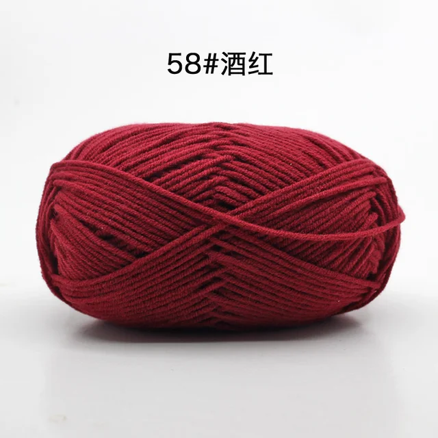 Hot Sale Multi Color Cotton Silk Knitting Yarn Soft Warm Baby Yarn for Hand Knitting thread Supplies 50g/lot No.58 Wine