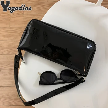 

Vintage Baguette Bag For Women Shoulder Bags Retro Split PU Leather Bags Black Underarm Package Ladies Small Messenger Handbag
