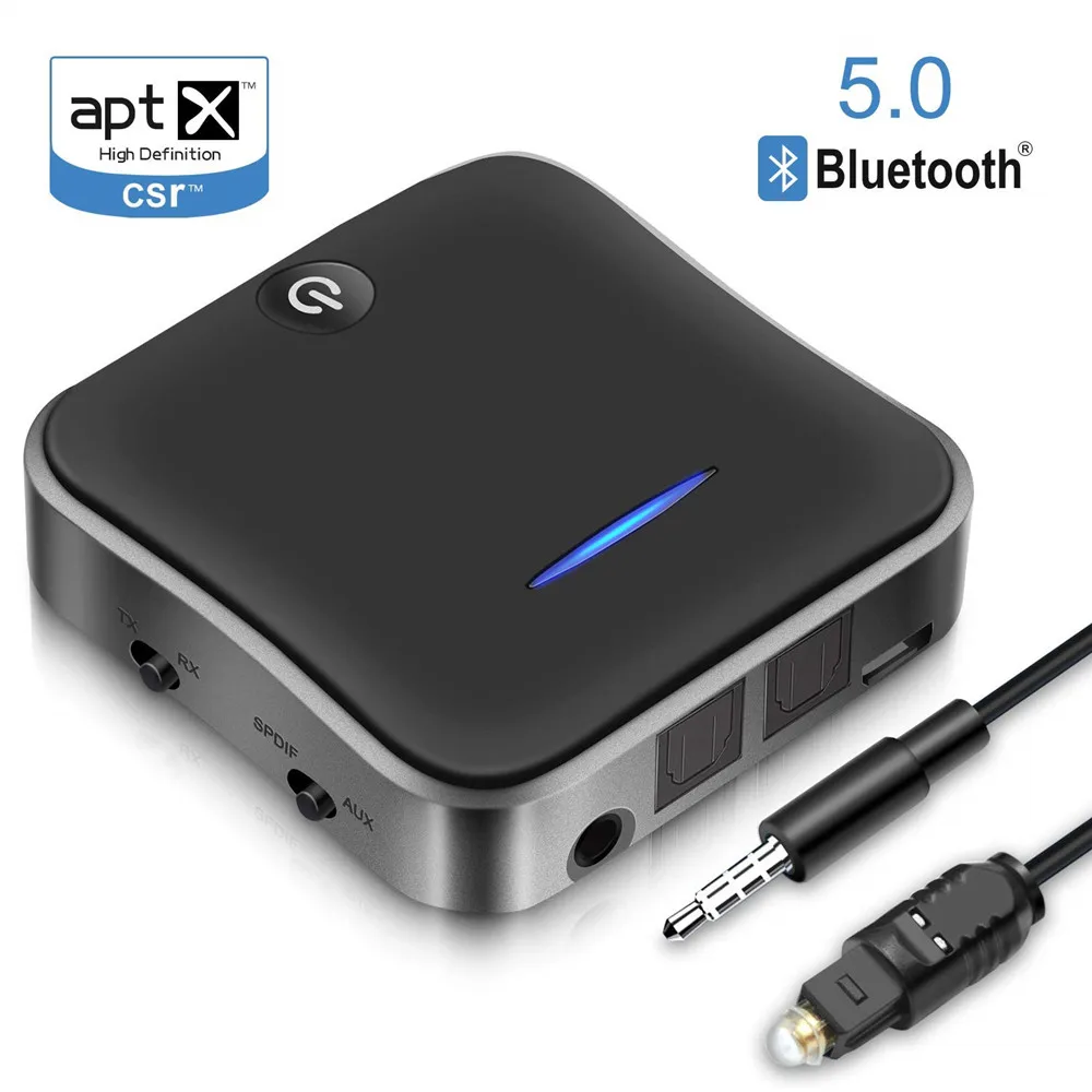 TOSLINK ottico digitale e Adattatore audio stereo wireless da 3,5 mm per TV / Home Stereo / Sistema audio per auto aptX HD Adattatori Bluetooth aptX LL Trasmettitore e ricevitore Bluetooth 5.0