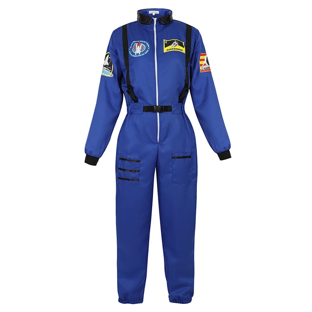 Astronaut Costume for Kids Space Suit Role Play Dress up Costume School Uniforms Cosplay Party Blue for women